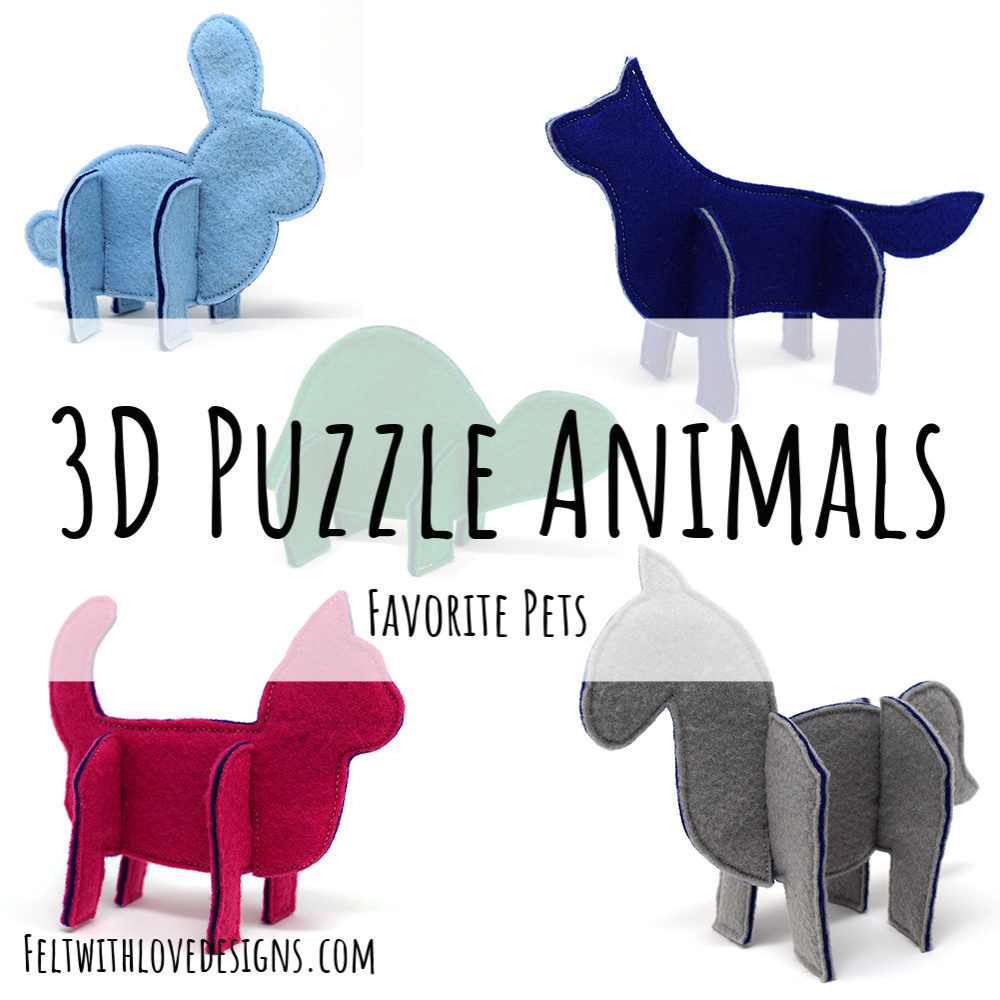 3D Puzzle Animals {Pets Felt Animals}